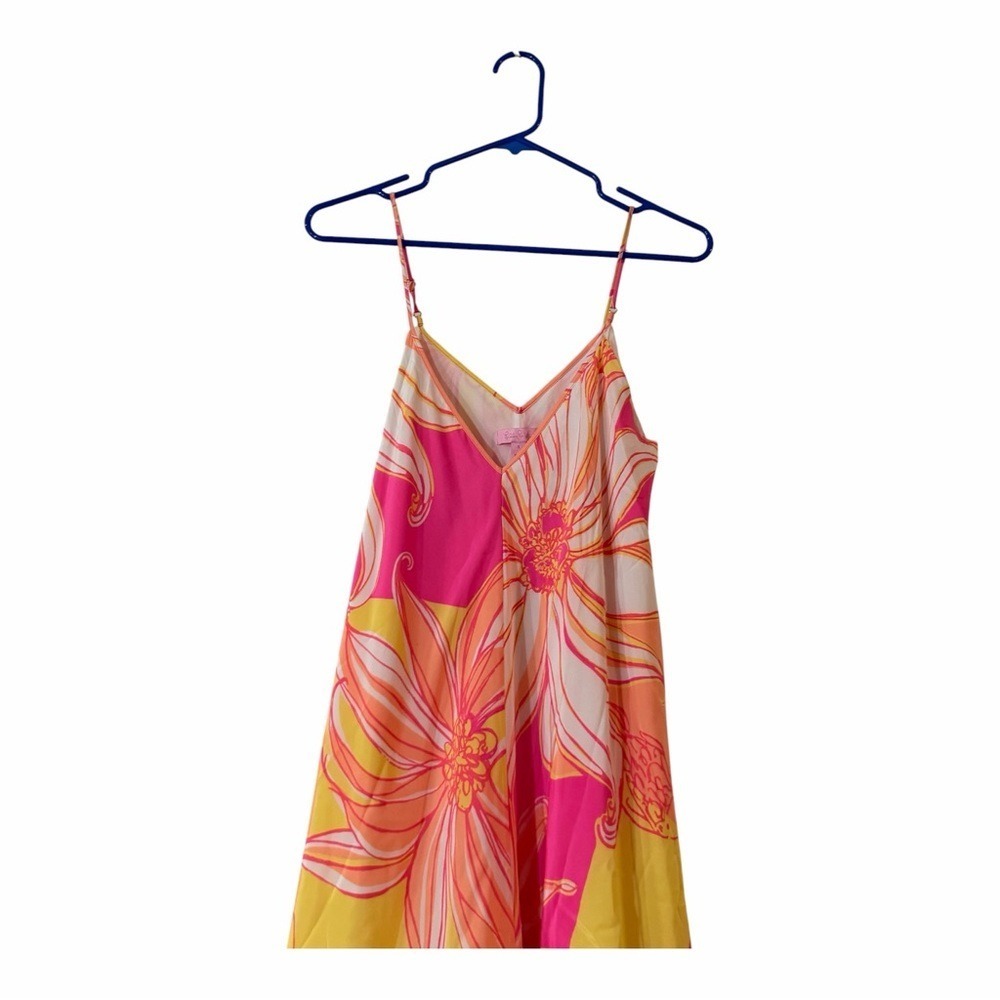 Lilly Pulitzer Clara Silk Dress Small Just A Splash Print Floral Slip Dress - Picture 4 of 7